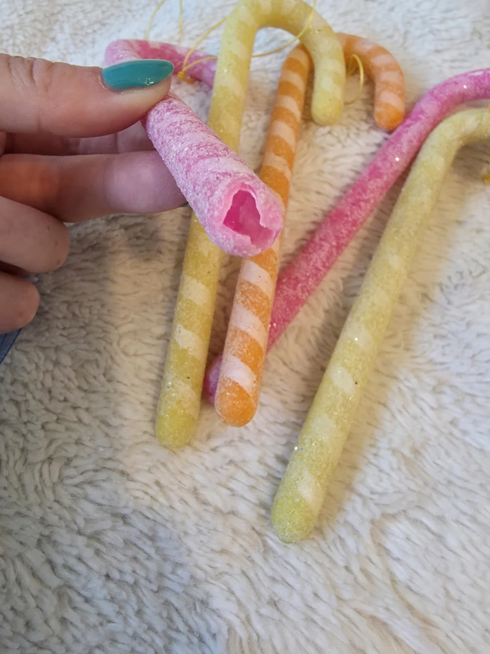 VTG SEARS Roebuck 70S SUGARED Candy FRUIT CHRISTMAS ORNAMENTS PASTEL